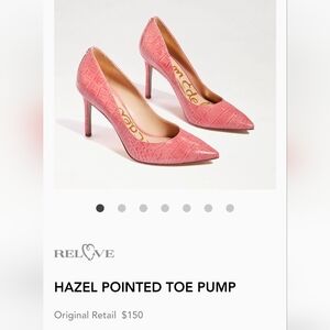 Sam Edelman Croc-Embossed Point Pump- Raspberry, Size 8.5